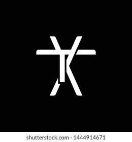 Initial letter T and X, TX, XT, overlapping interlock monogram logo, white color on black background