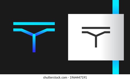 Initial Letter T and Y Logo in Blue Gradient with Futuristic and Minimalist Concept. Usable for Business and Technology Logos