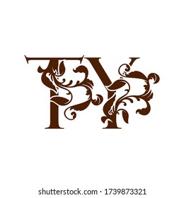Initial Letter T and Y, TY luxury  logo icon, monogram vintage design template with tropical nature leaf element.