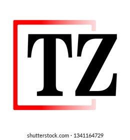 Initial Letter T Z Logo Icon With Square Shape. Material Design Logo
