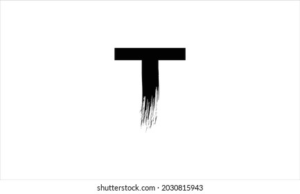 Letra inicial T Zen Pincel Pincel Icono de letra Icono de icono Icono de diseño o logotipos de letras de pintura negras 