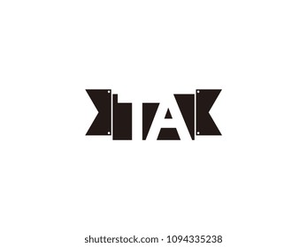 Initial letter ta black ribbon logo design