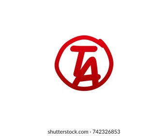 The initial letter TA handwritten logo