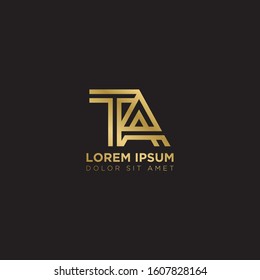 Initial Letter TA linked uppercase overlap modern gold logo vector design template. Suitable for business, consulting group company.
