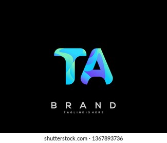 Initial letter TA logo with colorful background, letter combination logo design for creative industry, web, business and company. - Vector