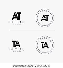 Initial letter AT TA logo design Simple isolated on white Background. Usable for Business and Branding Logos.