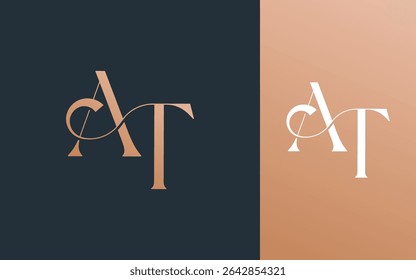 Initial letter AT TA logo design vector illustration for couple, wedding, and business