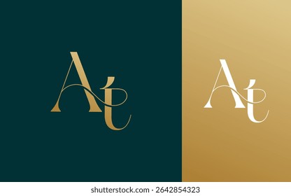 Initial letter AT TA logo design vector illustration for couple, wedding, and business