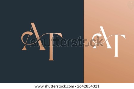 Initial letter AT TA logo design vector illustration for couple, wedding, and business