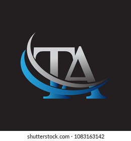 initial letter TA logotype company name colored blue and grey swoosh design. vector logo for business and company identity.
