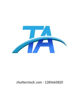 initial letter TA logotype company name colored blue and swoosh design. vector logo for business and company identity.