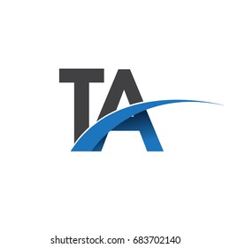 initial letter TA logotype company name colored blue and grey swoosh design. vector logo for business and company identity.
