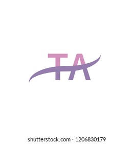 Initial letter TA, overlapping movement swoosh logo, soft purple color isolated on white background