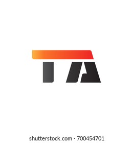 Initial letter TA, straight linked line bold logo, gradient fire red black colors