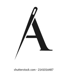 Initial Letter A Tailor Logo, Needle and Thread Combination for Embroider, Textile, Fashion, Cloth, Fabric Template