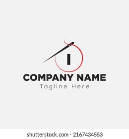 Initial Letter I Tailor Logo, Needle and Thread Combination. Needle logo, Embroider, Textile, Fashion, Cloth, Fabric Template
