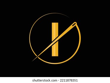 Initial Letter I With Tailor Logo, Needle and Thread Combination for Embroidery, Textile, Fashion, Cloth, Fabric Template.