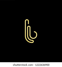 Initial letter TB BT LB BL minimalist art logo, gold color on black background.