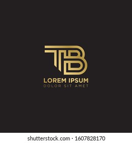 Initial Letter TB linked uppercase overlap modern gold logo vector design template. Suitable for business, consulting group company.