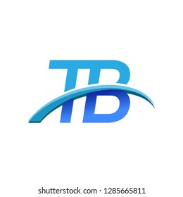 initial letter TB logotype company name colored blue and swoosh design. vector logo for business and company identity.