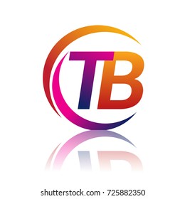 initial letter TB logotype company name orange and magenta color on circle and swoosh design. vector logo for business and company identity.