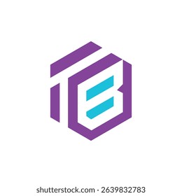 Initial letter TB, looping line, hexagon shape logo