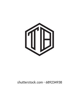Initial letter TB, minimalist line art monogram hexagon logo, black color