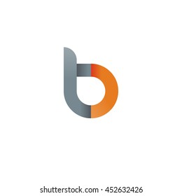 initial letter tb modern linked circle round lowercase logo orange gray