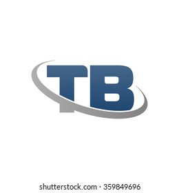 initial letter TB swoosh ring company logo blue gray