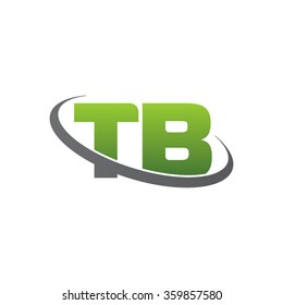 initial letter TB swoosh ring company logo green gray