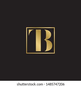 Initial letter tb uppercase modern logo design template elements. Gold letter Isolated on black  background. Suitable for business, consulting group company.