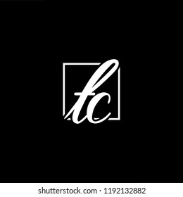 Initial letter TC CT minimalist art monogram shape logo, white color on black background