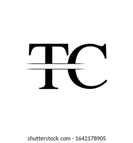 Plantilla de vectores de diseño de logotipo TC de carta inicial. Diseño de letra TC de tipografía vinculada