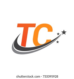 initial letter TC logotype company name colored orange and grey swoosh star design. vector logo for business and company identity.