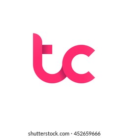 initial letter tc modern linked circle round lowercase logo pink