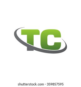 initial letter TC swoosh ring company logo green gray