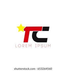 Initial letter tc yellow star logo red black