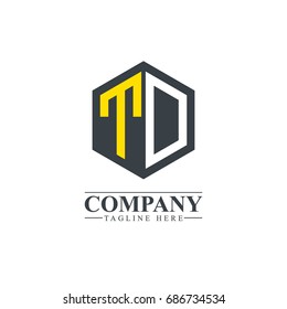 Initial Letter TD TO Hexagonal Design Logo