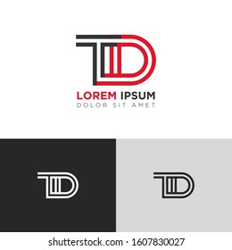 Initial Letter TD linked uppercase overlap modern logo design template. Suitable for business, consulting group company
