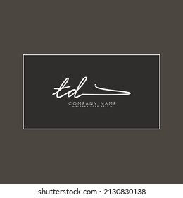 Initial Letter TD logo - Handwritten Signature Style Logo