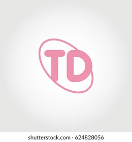 initial letter td logo pink on white background