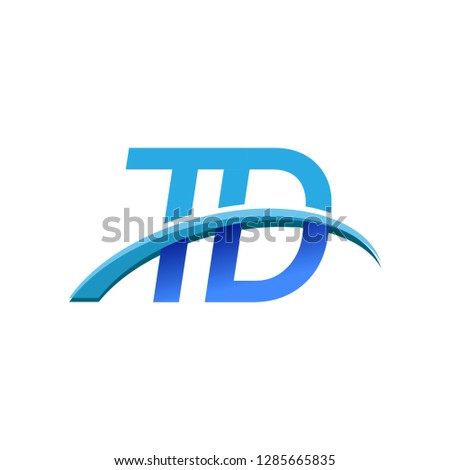 initial letter TD logotype company name colored blue and swoosh design. vector logo for business and company identity.