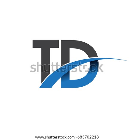 initial letter TD logotype company name colored blue and grey swoosh design. vector logo for business and company identity.

