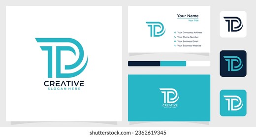 Letra inicial diseño del logotipo de tecnología de monograma de TD diseño creativo simple y tarjeta de visita