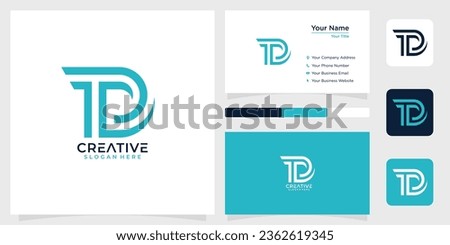 Initial letter TD monogram ine techology logo design creative simple and business card Imagine de stoc © 