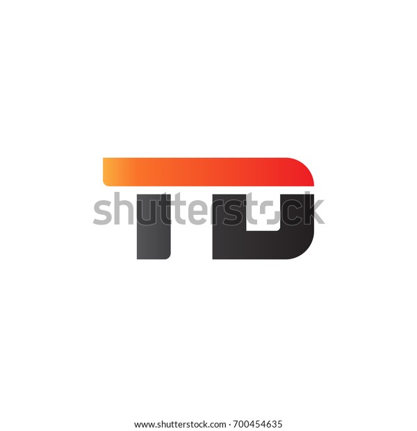 Initial letter TD, straight linked line bold logo,\
gradient fire red black\
colors