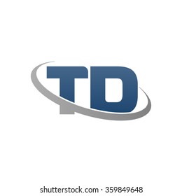initial letter TD swoosh ring company logo blue gray