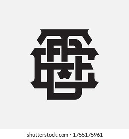 Initial letter TDE, TED, DET, DTE, ETD or EDT overlapping, interlock, monogram logo, black color on white background