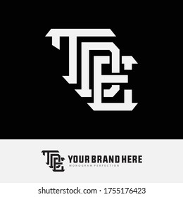 Initial letter TDE, TED, DET, DTE, ETD or EDT overlapping, interlock, monogram logo, white color on black background