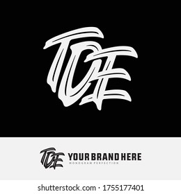 Initial letter TDE, TED, DET, DTE, ETD or EDT overlapping, interlock, monogram logo, white color on black background